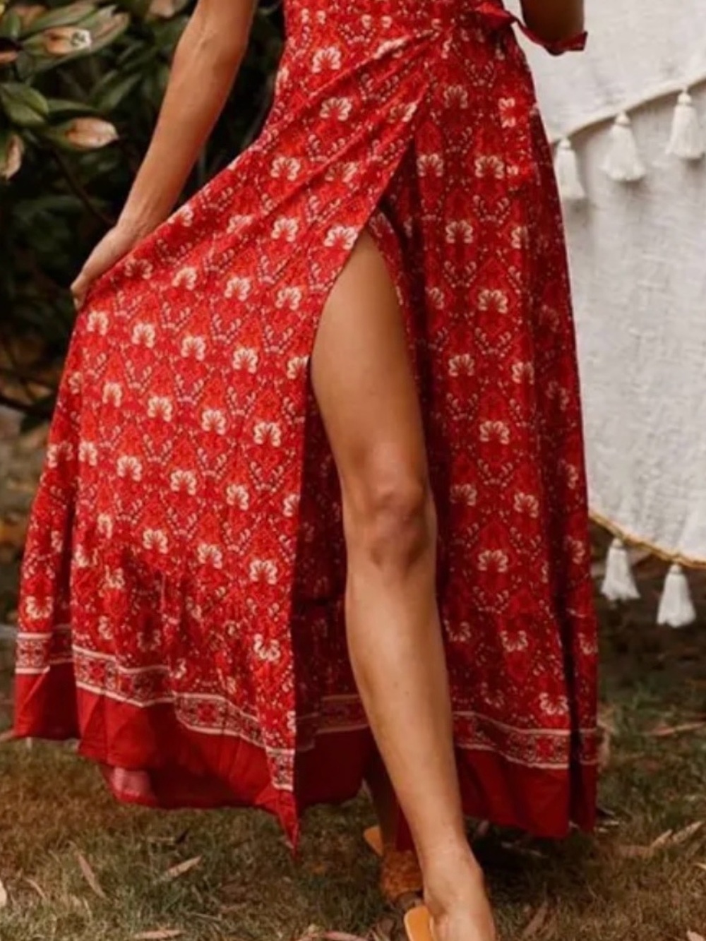 Bohemian Floral Tribal Print Maxi Dress Cotton